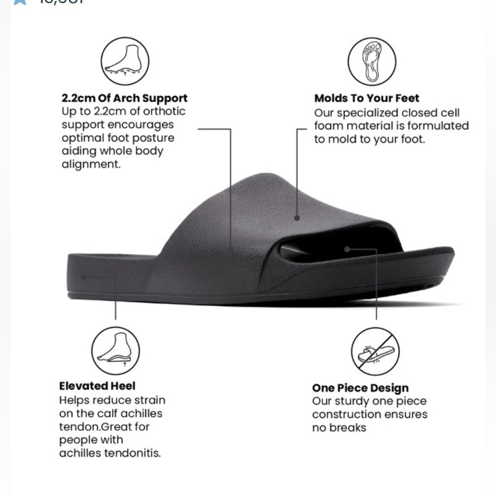 ARCHIES Arch Support Slides Sandals Women's Size 9 Black - Picture 7 of 7